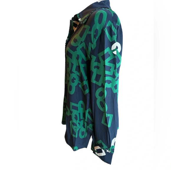 Lafayette 148 Silk Duvall Link Print Button-down Long Sleeve Blouse L - Picture 6 of 16